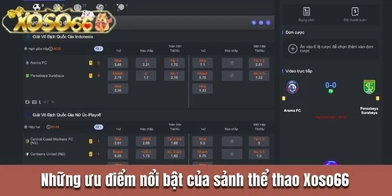 Những ưu điểm nổi bật của sảnh thể thao Xoso66 
